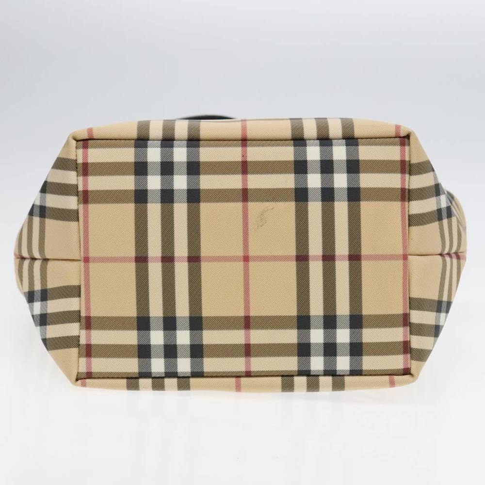 BURBERRY Nova Check Hand Bag PVC Beige Silver Auth 90263 - Picture 5 of 16